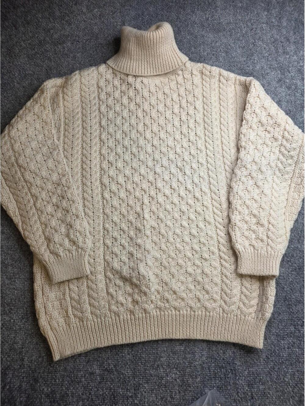 Men's Signature Fisherman Turtleneck Wool Sweater Med Ivory